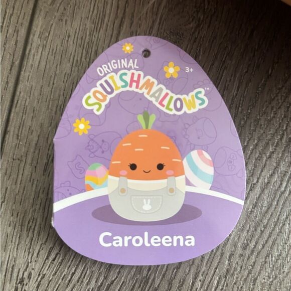 Squishmallows caroleena Orange Plush Toy with Overalls - Picture 3 of 3